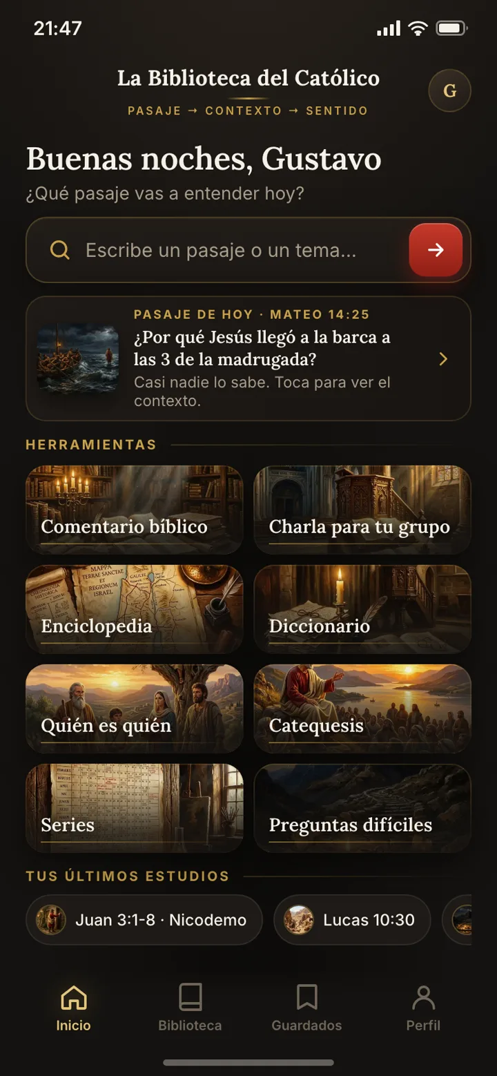 La app de La Biblioteca del Católico: el buscador de pasajes y las 8 herramientas